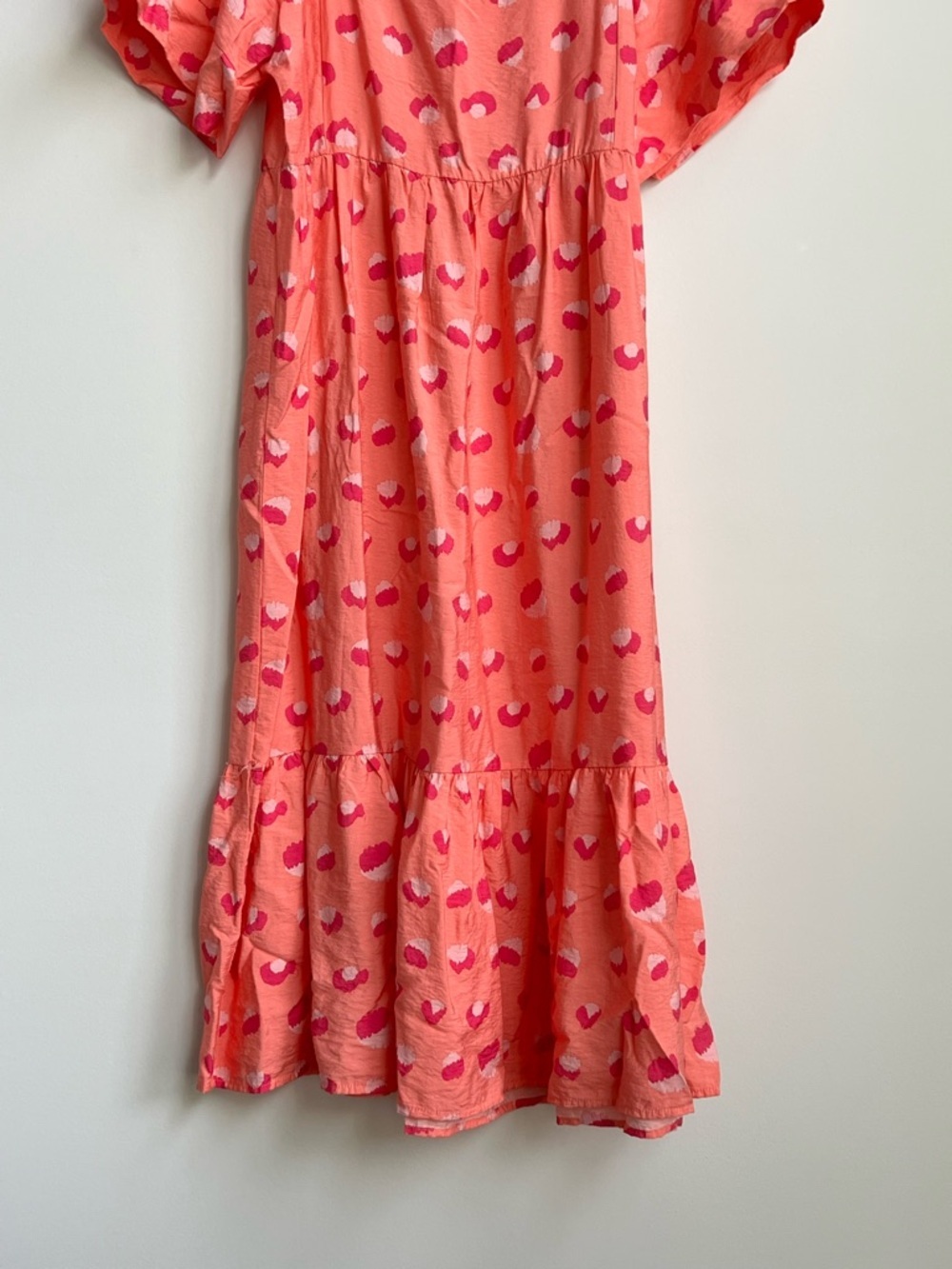 Michelle Mcdowell Daphne Dress Size Large Rough Runner Coral Midi Tiered Preppy - Picture 6 of 16